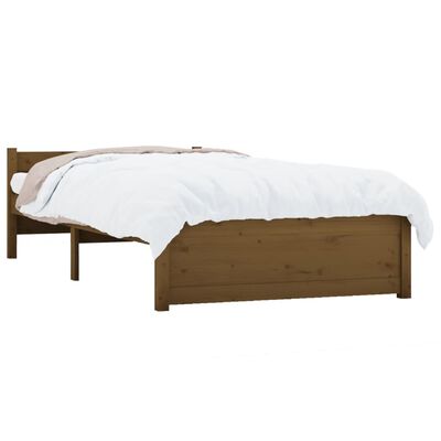 vidaXL Estrutura de cama solteiro 90x190cm madeira maciça castanho mel