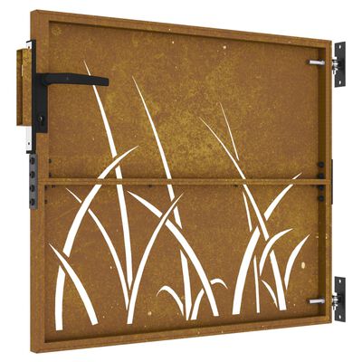 vidaXL Portão de jardim 85x100 cm aço corten design erva