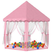 vidaXL Tenda de brincar princesas c/ 250 bolas 133x140 cm rosa