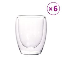 vidaXL Copos de vidro de parede dupla 6 pcs 350 ml