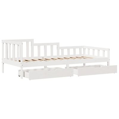 vidaXL Sofá-cama c/ gavetas 90x200cm madeira de pinho maciça branco