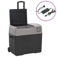 vidaXL Mala térmica c/ rodas e adaptador 40L polipropileno preto/cinza