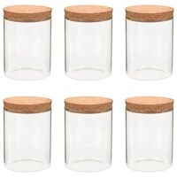 vidaXL Frascos de vidro com tampas de cortiça 6 pcs 650 ml