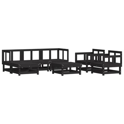 vidaXL 7 pcs conjunto lounge jardim c/ almofadões madeira maciça preto