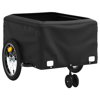 vidaXL Reboque para bicicleta 45 kg ferro preto e amarelo