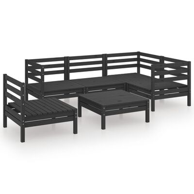 vidaXL 6 pcs conjunto lounge de jardim pinho maciço preto