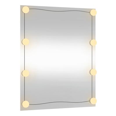 vidaXL Espelho de parede retangular com luzes LED 50x60 cm vidro