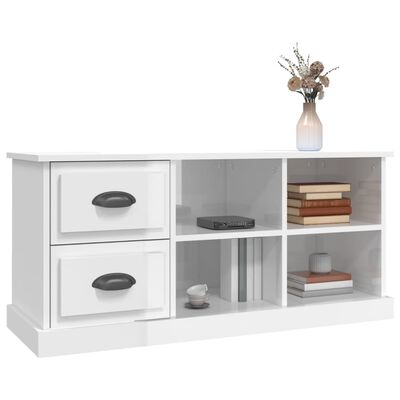 vidaXL Móvel p/ TV 102x35,5x47,5 cm derivados madeira branco brilhante