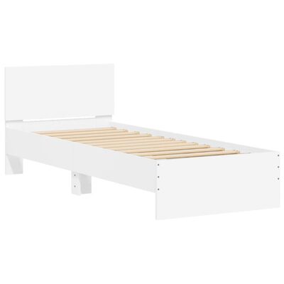 vidaXL Estrutura de cama c/ cabeceira 90x190 cm deriv. madeira branco