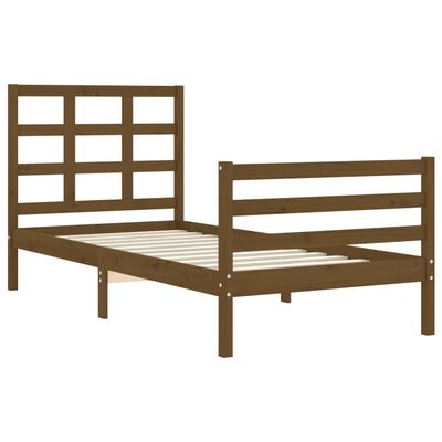 vidaXL Estrutura cama cabeceira 90x200 cm madeira maciça castanho-mel