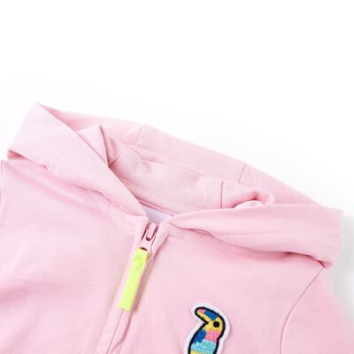 Sweatshirt para criança com capuz e fecho rosa-brilhante 128