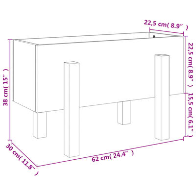 vidaXL Vaso/floreira de jardim 62x30x38 cm pinho maciço branco