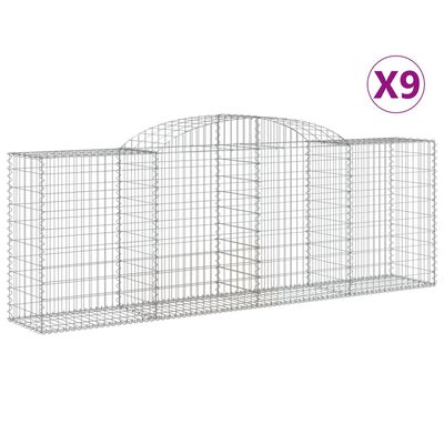 vidaXL Cestos gabião arqueados 9pcs 300x50x100/120cm ferro galvanizado