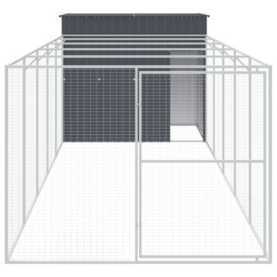 vidaXL Casota p/ cães c/ parque 214x661x181 cm aço galvaniz. antracite