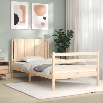 vidaXL Estrutura de cama com cabeceira 100x200 cm madeira maciça