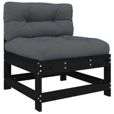 vidaXL 6pcs conjunto lounge jardim c/ almofadões madeira maciça preto