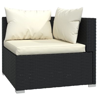 vidaXL 7 pcs conjunto lounge de jardim c/ almofadões vime PE preto