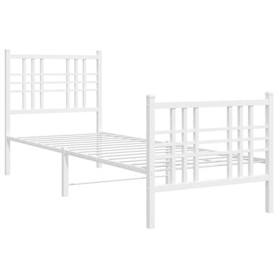 vidaXL Estrutura de cama com cabeceira e pés 75x190 cm metal branco