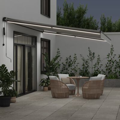 vidaXL Toldo retrátil automático com LEDs 500x300 cm antracite/branco