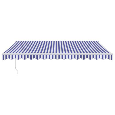 vidaXL Toldo retrátil 4x3 m tecido e alumínio azul e branco