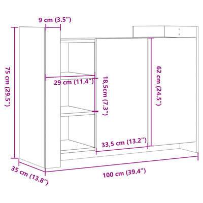 vidaXL Aparador 100x35x75 cm derivados de madeira cor carvalho sonoma