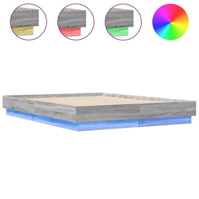 vidaXL Estrutura de cama com luzes LED 120x190 cm cinzento sonoma