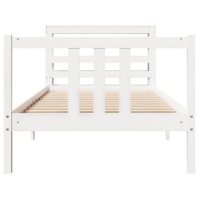 vidaXL Estrutura de cama com cabeceira 100x200cm pinho maciço branco