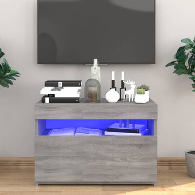vidaXL Móvel de TV com luzes LED 60x35x40 cm sonoma cinza