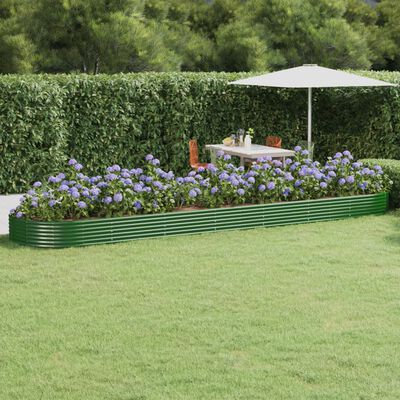 vidaXL Canteiro elevado jardim 600x140x36 cm aço revestido a pó verde