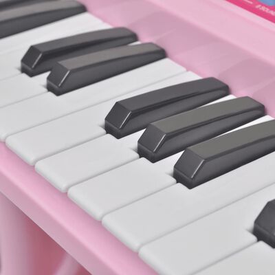 Teclado Infantil Musical Piano 37 Músicas com Microfone Rosa