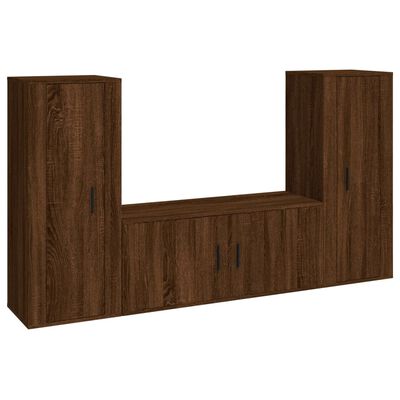 vidaXL Conjunto móveis de TV 3pcs madeira processada carvalho castanho