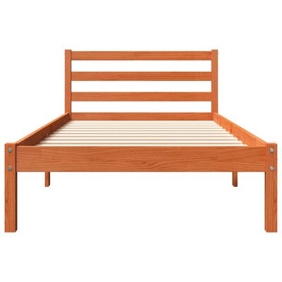 vidaXL Cama sem colchão 75x190 cm madeira de pinho maciça castanho-mel