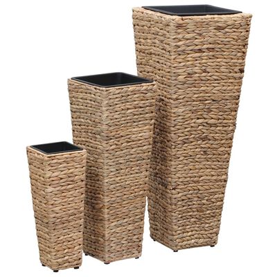 vidaXL Vasos/floreiras 3 pcs jacinto de água castanho