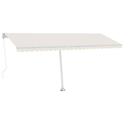 vidaXL Toldo retrátil manual com LED 500x350 cm cor creme