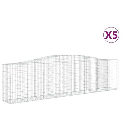 vidaXL Cestos gabião arqueados 5pcs 400x50x100/120cm ferro galvanizado