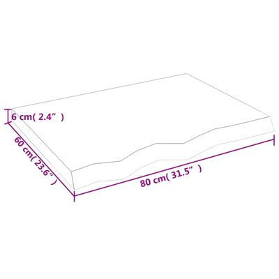 vidaXL Tampo de mesa 80x60x(2-6) cm carvalho tratado castanho-claro