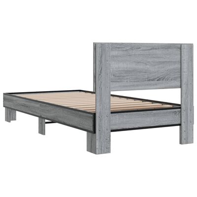 vidaXL Estrutura cama 100x200 cm derivados madeira/metal cinza sonoma