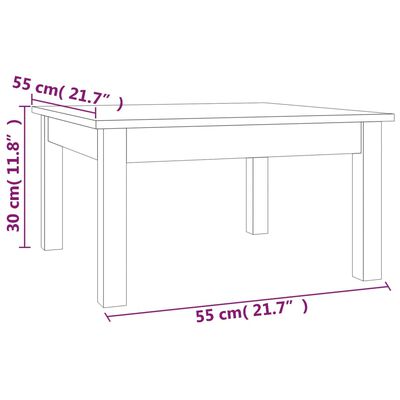 vidaXL Mesa de centro 55x55x30 cm madeira de pinho maciça cinzento