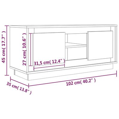 vidaXL Móvel para 102x35x45cm madeira processada branco brilhante