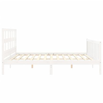 vidaXL Estrutura de cama com cabeceira 200x200cm madeira maciça branco