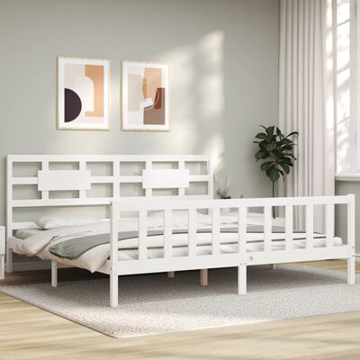 vidaXL Estrutura de cama com cabeceira 200x200cm madeira maciça branco