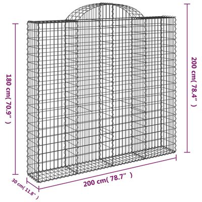 vidaXL Cestos gabião arqueados 5pcs 200x30x180/200cm ferro galvanizado