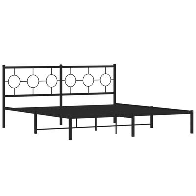 vidaXL Estrutura de cama em metal com cabeceira 180x200 cm preto