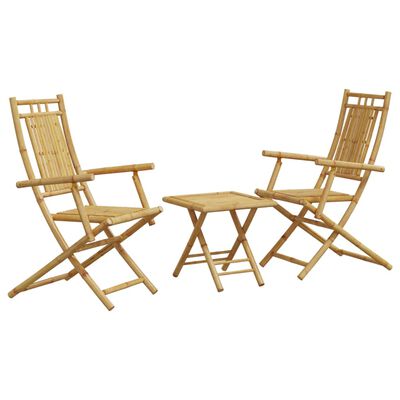 vidaXL 3 pcs conjunto de bistrô em bambu