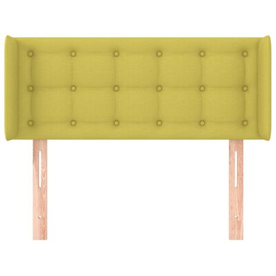 vidaXL Cabeceira de cama c/ abas tecido 103x16x78/88 cm verde