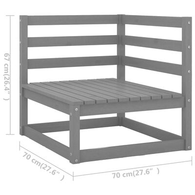 vidaXL 8 pcs conjunto lounge de jardim pinho sólido cinzento