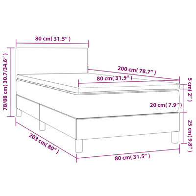 vidaXL Cama box spring c/ colchão/LED 80x200 cm veludo preto