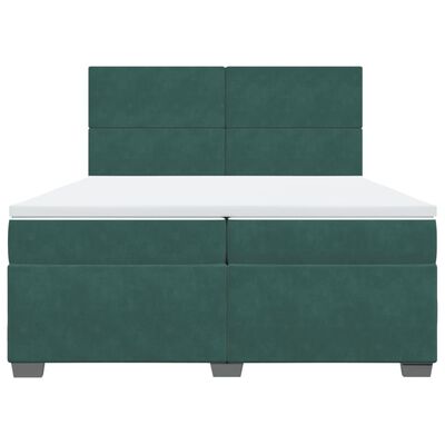 vidaXL Cama com molas/colchão 200x200 cm veludo verde-escuro