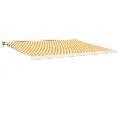 vidaXL Toldo retrátil 4x3 m tecido e alumínio amarelo e branco