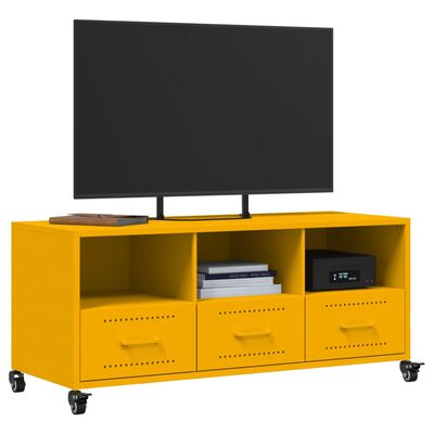 vidaXL Móvel de TV 100,5x39x43,5 cm aço amarelo mostarda